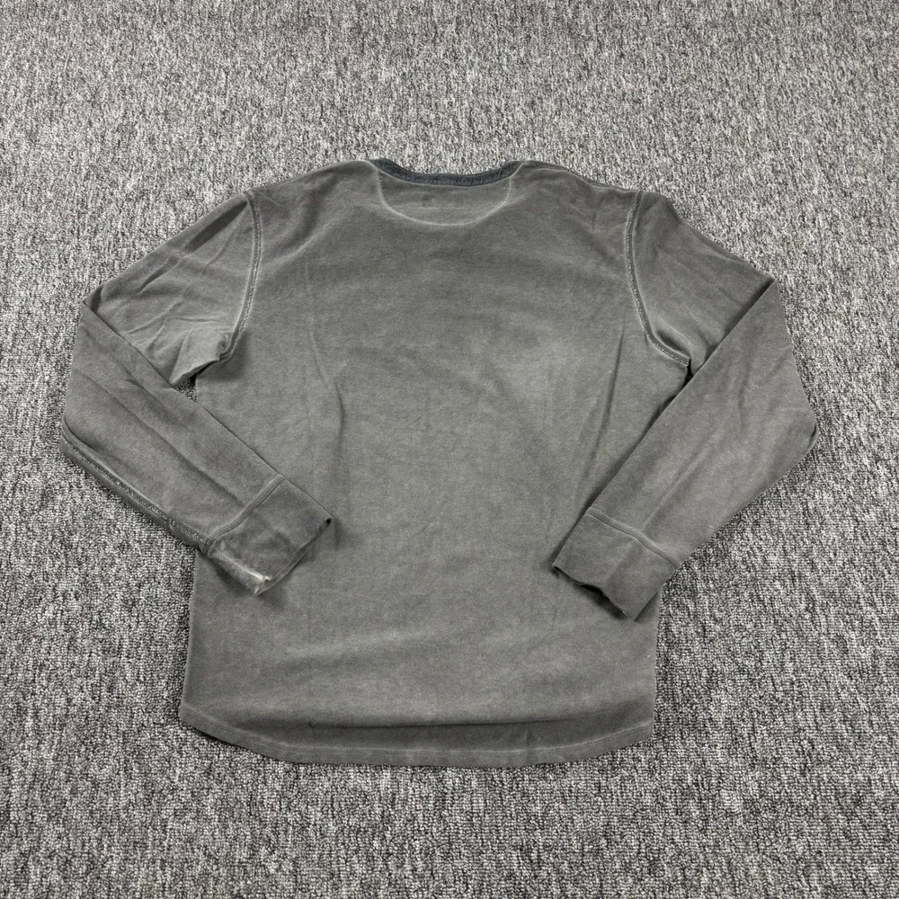 True Religion Henley Shirt Y2K Vintage Embroidered Logo Long Sleeve Grey Large